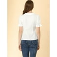thumbnail image 3 of INSPIRE CHIC Blusa Plisada De Manga Corta Con Cuello En V Y Solapa Para Mujer Blanco XS, 3 of 5