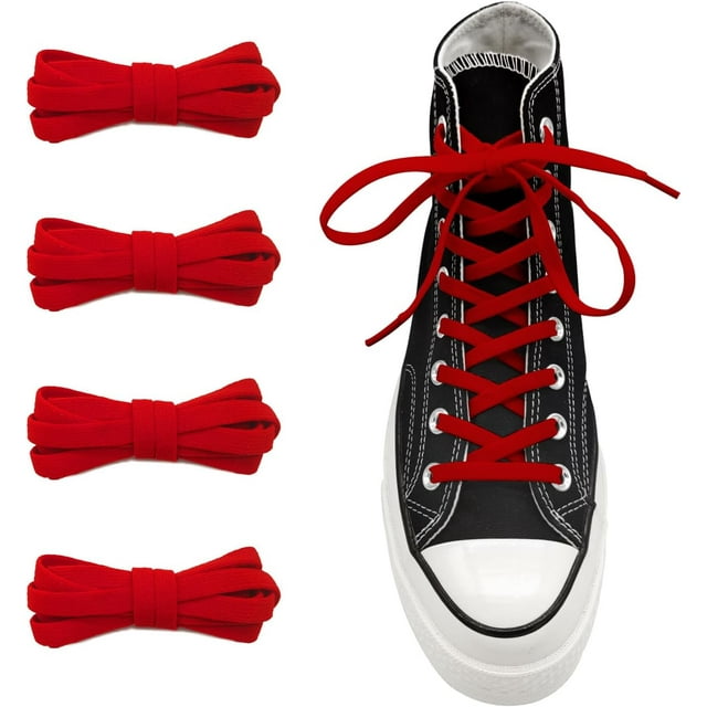 GHSDFBB 2 Pairs 5/16" Wide Elastic Shoe Laces Replacement Laces for Converse High Tops, Stretch Flat Shoelaces Shoe Strings