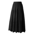 thumbnail image 6 of Miluxas Women's Boho Style Eyelet Cutout Maxi Skirt Elastic High Waist Textured Ruffle Tiered Long Skirt Beach office Party Outfits Black, 6 of 6