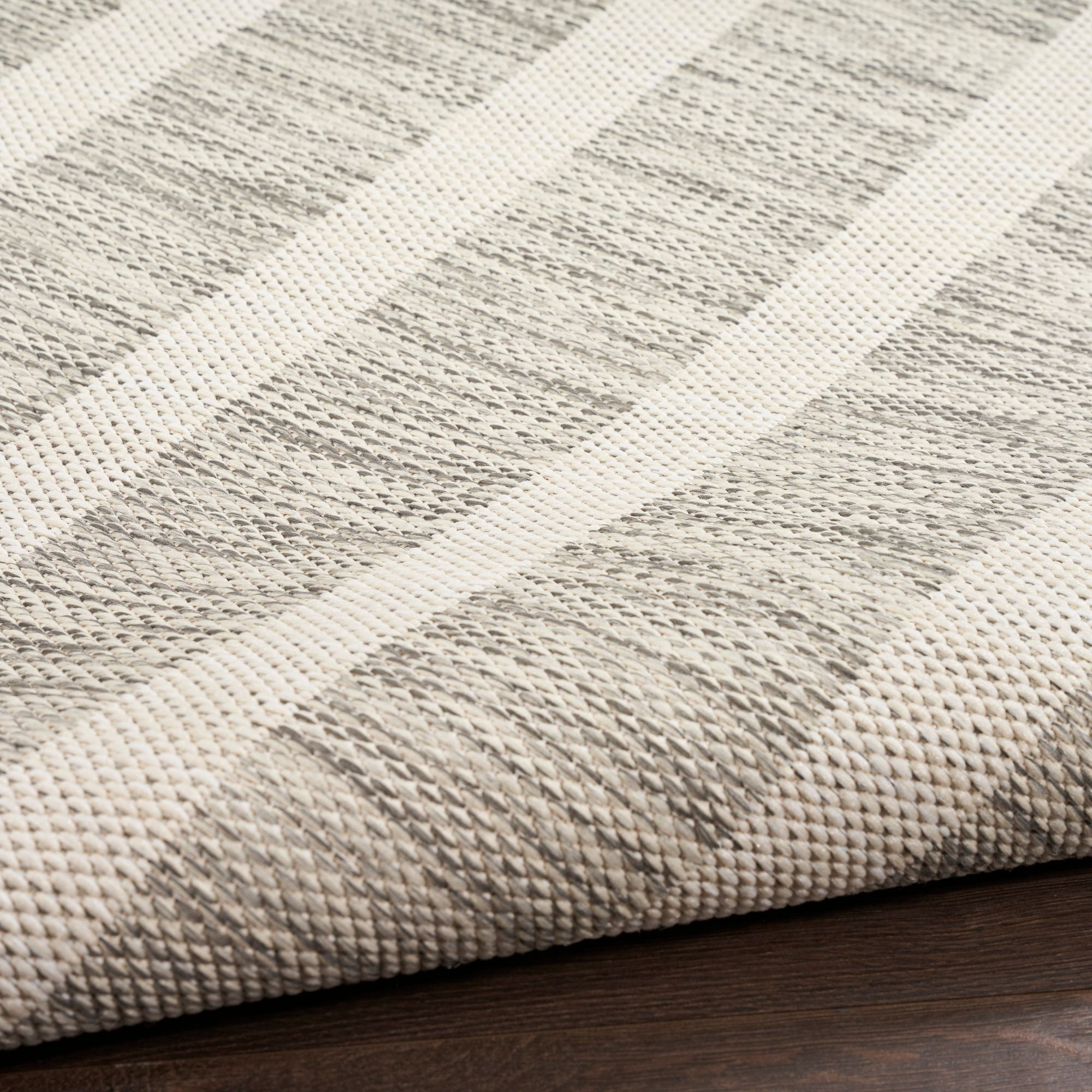 Nourison Positano Modern Stripes Flatweave Outdoor Rug Grey Ivory 2' x 6'
