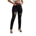 thumbnail image 4 of Women Skinny Ripped Jeans Stretch Distressed Denim Pants Women plus Size Pants Elastic Waist New Wash M1 Denim Pants for plus Size Women Womens Designer Pants Womens Clothes 20w Womens Pants 18 plus, 4 of 7