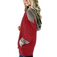 thumbnail image 3 of Suéter de empalme de dos colores para mujer con capucha y botones con cordones, suéter de bolsillo con personalidad a la moda Pompotops  gfhjh7613, 3 of 6