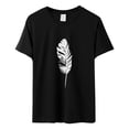 thumbnail image 5 of Baberdicy Women's T-Shirts Womens Summer Top Casual Feather Print T Shirt Fashion Loose Short Sleeve Womens Tops Black, 5 of 5