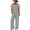 Gray, variant on Women's 2 Piece Outfit, Waffle Knit Round Neck Top and Wide Leg Pants Two Piece Set