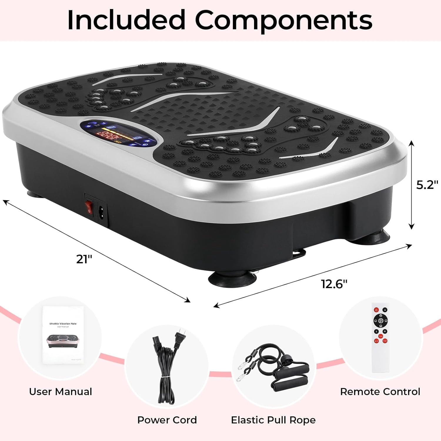 Arlopu Vibration Plate, Whole Body Workout Vibration Fitness Platform with 2 Resistance Bands