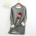 thumbnail image 2 of Kaemgyyd Plus Size Tops for Women Sherpa Lined Crewneck Pullovers Fleece Sweatshirt Merry Christmas Print Long Sleeve Tops, 2 of 3