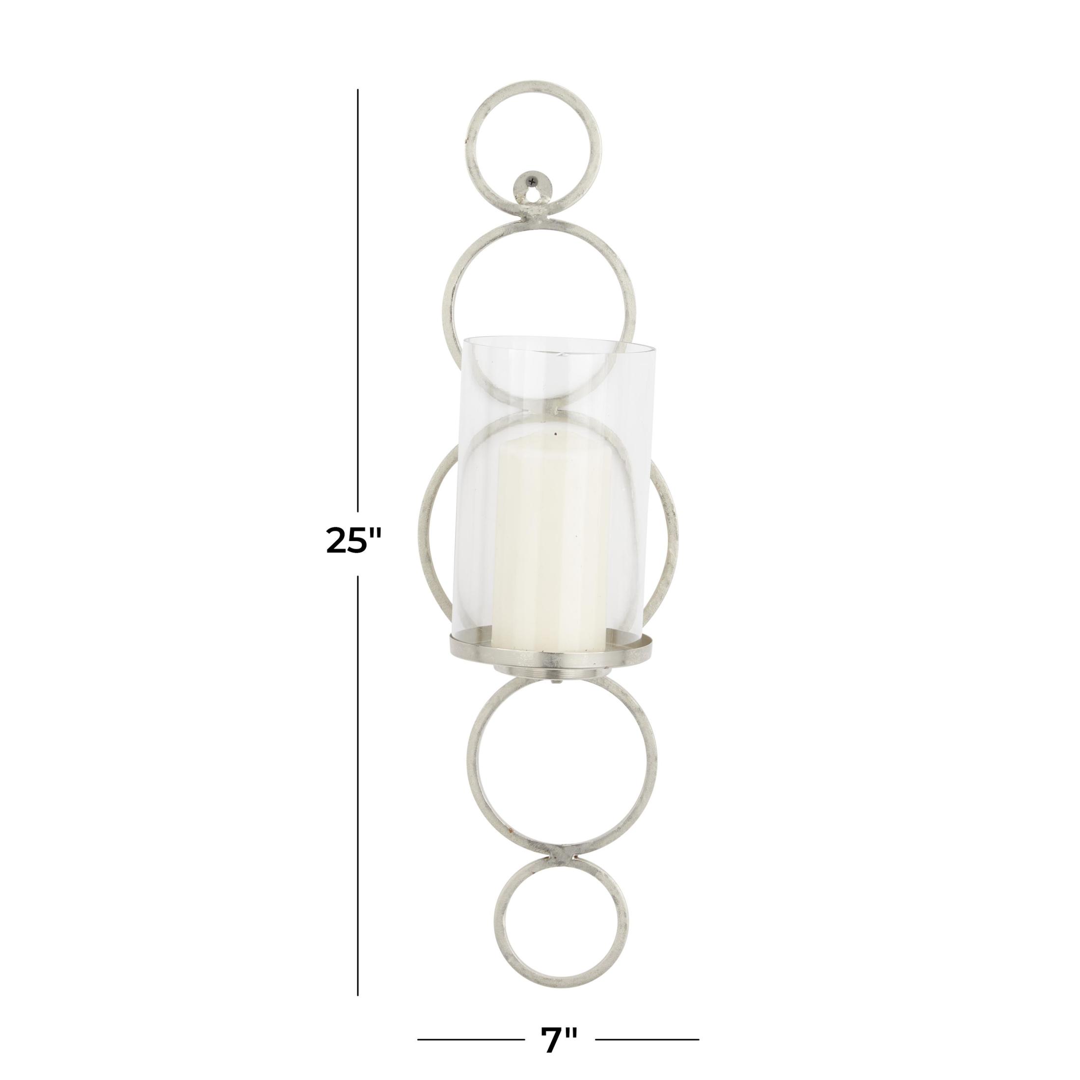 CosmoLiving by Cosmopolitan Silver Metal Wall Sconce with Glass Holder