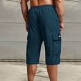 thumbnail image 4 of BRDFRL Men's Below Knee Long Shorts Lightweight Cargo Capri Hiking 3/4 Multi Pockets Royal Blue 3XL, 4 of 4