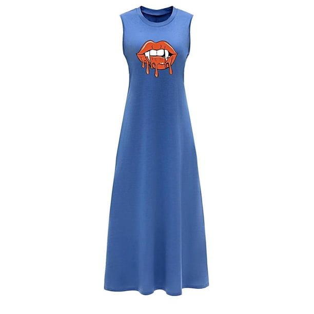 Vestido largo de verano para mujer, transpirable, para adolescentes, vestido de línea a para aniversario de vacaciones S