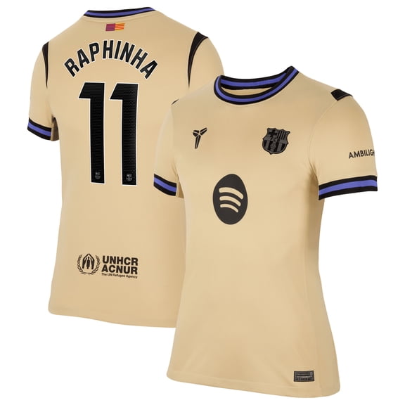 Women's Nike Raphinha Gold Barcelona 2025/26 Away Stadium Replica Jersey