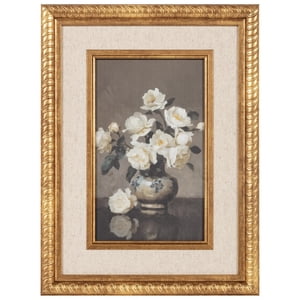 My Texas House Vintage White Floral Framed Canvas 12x16