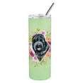 thumbnail image 3 of Carolines Treasures CK4336TBL20 Russian Black Terrier Green Flowers Stainless Steel 20 oz Skinny Tumbler 20 oz, 3 of 4