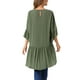 thumbnail image 3 of INSPIRAR CHIC Blusas Asimétricas de Mujer con Mangas de Campana 3/4, Cuello Redondo, Espalda con Abertura, Dobladillo con Volantes, Color Verde Oliva, 3 of 6