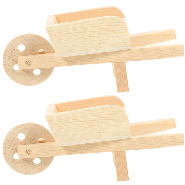 TAILTOSS 2 Pcs Modèles de Brouettes Miniatures Kaki Bois Accessoires de Photographie Réalistes pour Enfants Adultes Amateurs