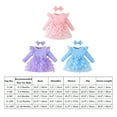 thumbnail image 3 of IDOPIP Baby Girls Long Sleeve Butterfly Tulle Romper Ribbed Ruffle Tutu Dress with Bowknot Headband, 3 of 3