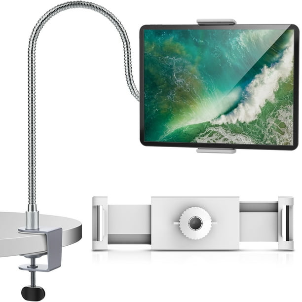 AboveTEK Aluminum iPad Holder, Gooseneck Tablet Holder, Phone Holder for Bed Office Kitchen
