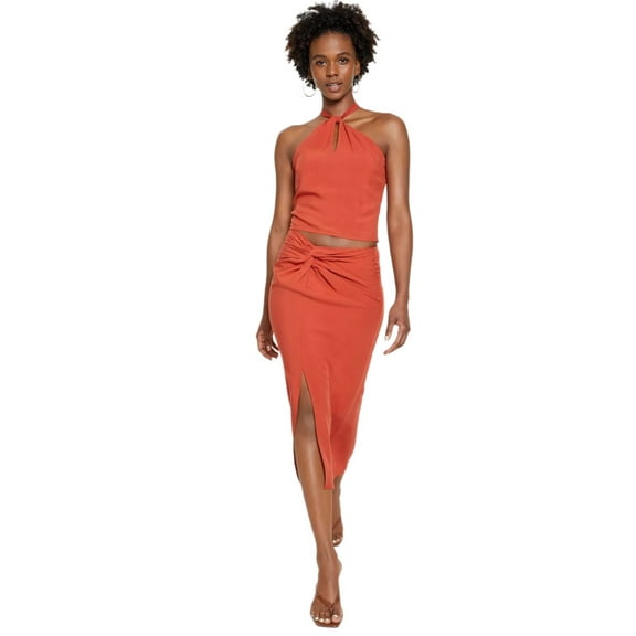 Lucy Paris Women’s Nadine Patchwork Skirt, Rust, Medium