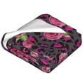 thumbnail image 2 of Bixox Fleece Blanket Rose Mix Leopard 2 Pattern Super Soft Double-Sided Microfiber Flannel Blanket for Sofa, Bed, Couch,Suitable for All Seasons - 50"x40", 2 of 5