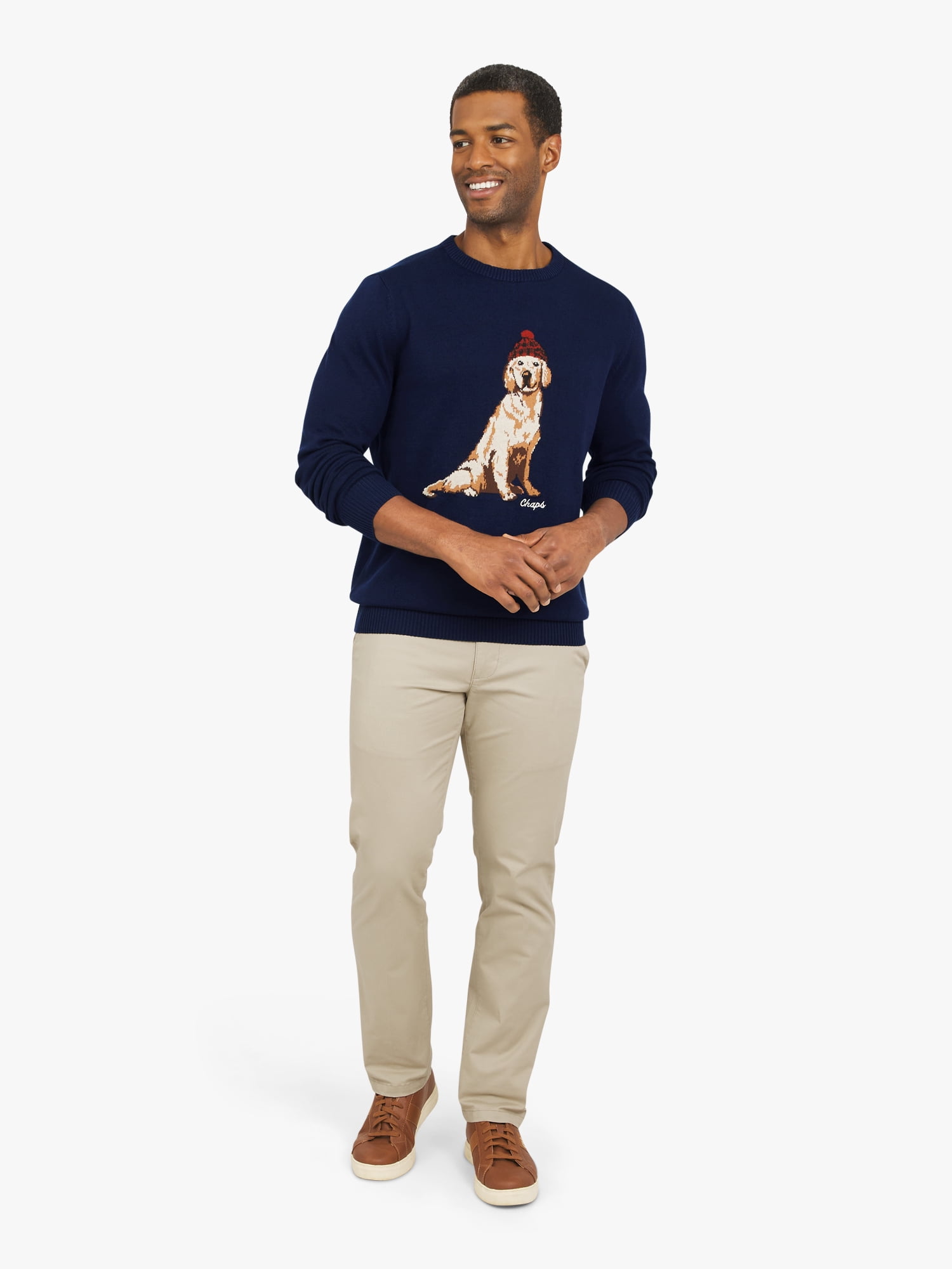 Chaps Men's & Big Men's Cotton Novelty Holiday Crewneck Sweater, Sizes S-3XL