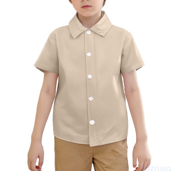 Fozruso Toddler Boys Girls Short Sleeve School Uniform Shirts Summer Casual Button Down Shirts Button Down Shirts Sizes 2-3 Years