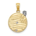 thumbnail image 3 of FJC Finejewelers 14k Two-tone Gold Small Lady Liberty On American Flag Disk Charm, 3 of 7