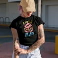thumbnail image 2 of Artsy A Little Lipstick Always Helps, Beauty Themed Merch Gift for Makeup Artist or Lovers, Cosmetologists & Beauticians, Black T-Shirt, Small, 2 of 5