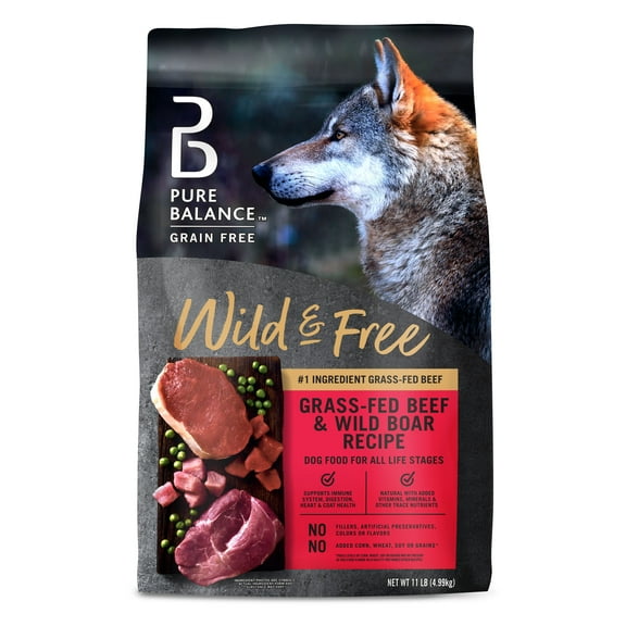 Pure Balance Wild & Free Beef & Wild Boar Recipe Dry Dog Food, Grain-Free, 11 lbs
