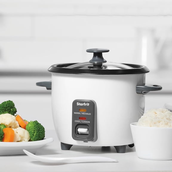 6-Cup Electric Rice Cooker with Steamer Basket, Measuring Cup & Spoon - 300W - Perfect Rice Every Time