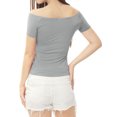 thumbnail image 5 of Allegra K Women's Off the Shoulder Short Sleeve Cropped Blouse Tops, 5 of 7