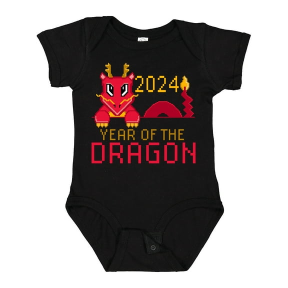 Inktastic Pixel Style Year of the Dragon 2024 Boys or Girls Baby Bodysuit