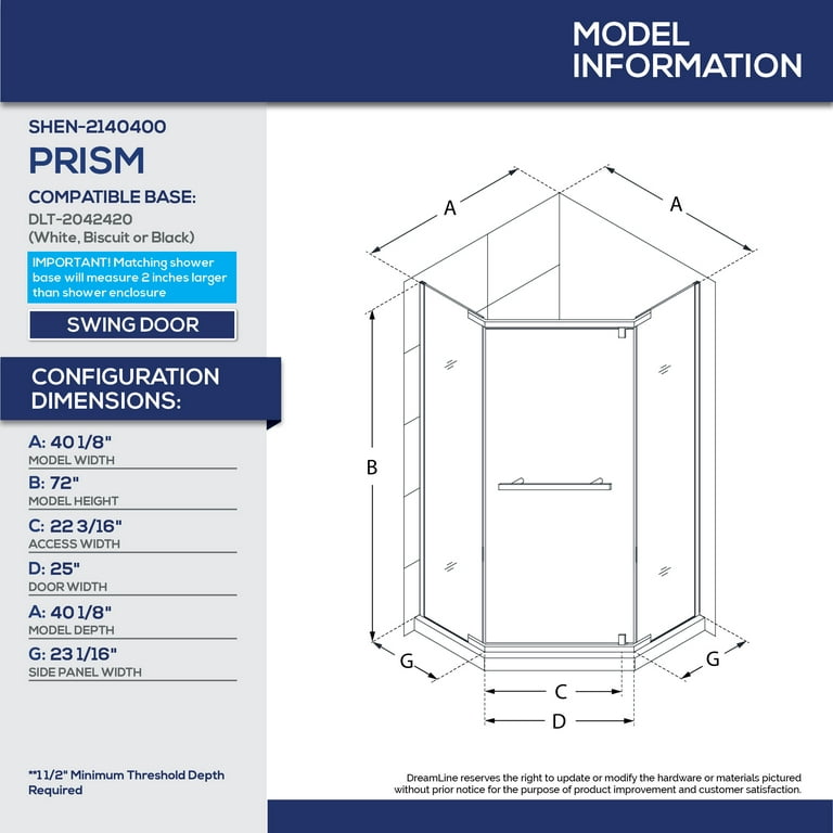 Prism Neo Angle Shower Enclosure & White Base Kit - Dreamline