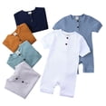 thumbnail image 2 of Esaierr Newborn Toddler Boys Girls Onesies Baby Bodysuit Crawling Suit for 0-24M Infant Solid Cotton Color Short Sleeve Bodysuits, 2 of 6