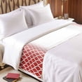 thumbnail image 3 of Red Ombre Morocco Bed Runner for Cal King Size Bed, Modern Geometric Wave Lines Abstract Soft Bedding Scarf Bedding Protector Slipcover Sofa Throw for Bedroom Hotel Guesthouse, 3 of 8