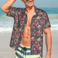 thumbnail image 5 of KLL Men's Hawaiian Shirt Short Sleeve Button Down Beach Shirts-Rose Mix Leopard, 5 of 5