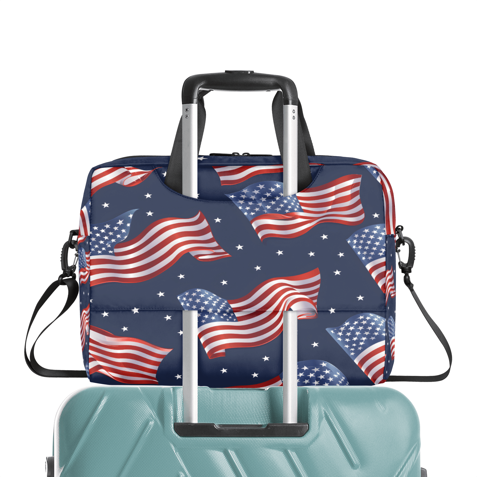 Herdesigns American Flag Laptop Bag for Women Men, Computer Case Briefcase Messenger Bags, 15-15.6 inch Laptop Sleeve Shoulder Bag
