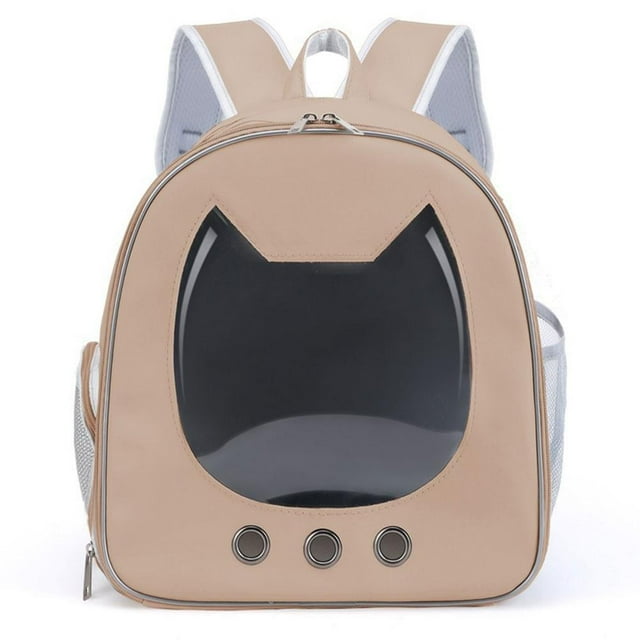 Bolsa de lona para gatos, mochila portátil de PU para perros y gatos, bolsa de viaje para mascotas (x4b6)