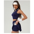 thumbnail image 7 of PISONIC 2 Piece Tennis Dress for Women Pleated Tennis Skirt Sleeveless Racerback Padded Crop Top Golf Workout Outfits, 7 of 7