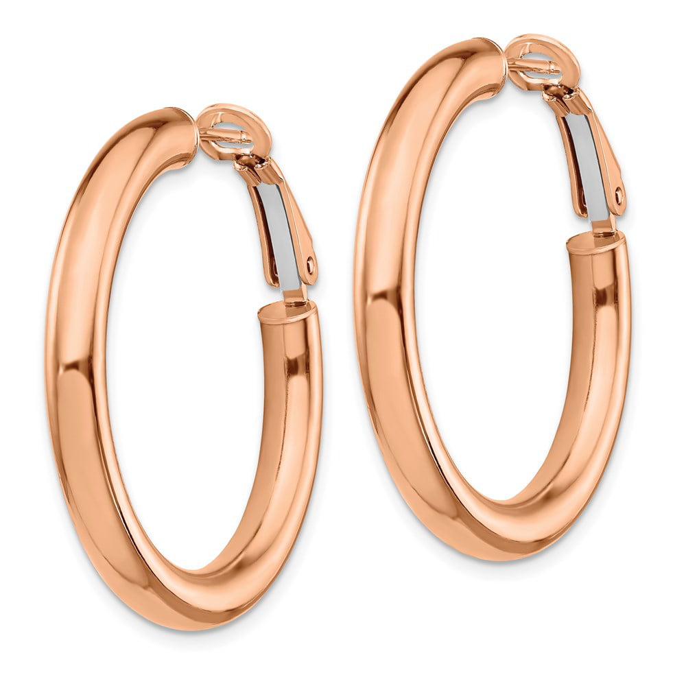 FB Jewels Solid 14K Yellow Gold 4X25mm Polished Hoop Earrings