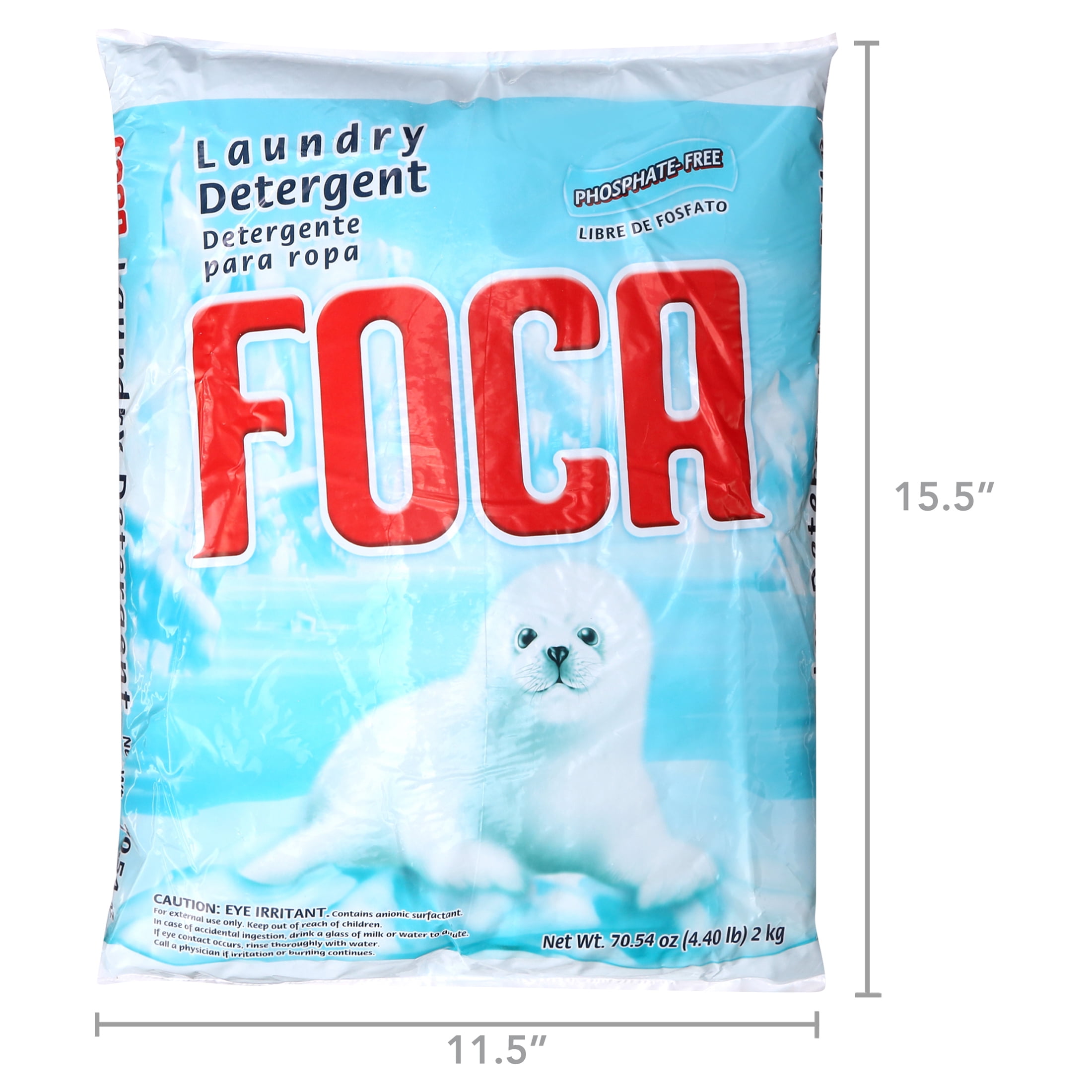 Foca Laundry Detergent, Household Use, All Ages, Biodegradable & Phosphate-Free, Powder Detergent with Anionic Surfactant 70.54 oz