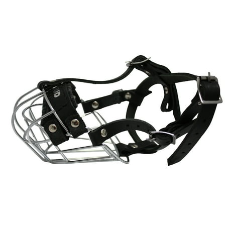 Wire Cage & Leather Muzzle (Miami). Size 6 Black. 11.75