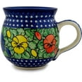 thumbnail image 3 of Polish Pottery Bubble Mug 12oz Polmedia Pansy Pop Theme UNIKAT Hand Painted in Boleslawiec, Poland + Certificate of Authenticity, 3 of 6