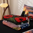 thumbnail image 6 of Manfei Usa Flag Flower Zipper Queen Comforter Set with Fitted Sheet and 2 Pillowcases,Honoring The Brave Printed Zipper Bedding Set,Black Reversible,4pcs, 6 of 8