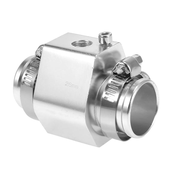 26mm Silver Tone Car Water Coolant Temperature Sensor Adapter Set Joint Pipe Radiator