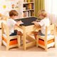 thumbnail image 3 of Mesa Para Niños Con 2 Sillas y 2 Cajones Escritorio Infantil Con Pizarra Juguetero Organizador Infantil Adecuado Para Niños y Niñas Muebles Adecuados Para Educación y Actividades（Color Natural）, 3 of 9