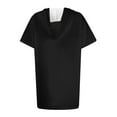 thumbnail image 6 of Jalioing Hooded Pullover Sweatshirt for Women Lightweight Thin Hoodies Short Sleeve Loose Mid-Length T-Shirt (X-Large, Black), 6 of 6