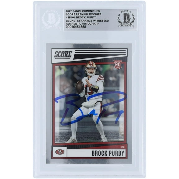 Brock Purdy San Francisco 49ers Autographed 2022 Panini Chronicles Score Premium Rookies #SP-401 Beckett Fanatics Witnessed Authenticated Rookie Card - Fanatics Authentic Certified