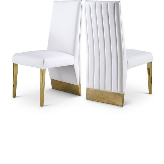 Meridian Furniture Porsha 19"H Vegan Leather Dining Chair in White (Set of 2)