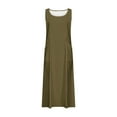 thumbnail image 5 of Lovzfmll Plus Size Summer Dresses, Womens Casual Summer Dresses Sleeveless Cotton And Linen Round Neck Loose Tank Dress Beach Solid Color Lightweight Long Dress With Pocket Army Green A S, 5 of 5