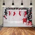 thumbnail image 2 of Christmas Tree Fireplace Backdrop Photography Studio Background Balls Wreath02 New Year ration Photo Back Drop, 2 of 8