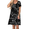 thumbnail image 3 of ANYJOIN Women's Summer Casual Dresses V Neck Short Sleeve Swing Dress with Pockets, 3 of 6
